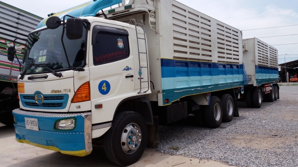 ฝากขายรถฮีโน320แรงพ่วงแม่ลูกดั้มลูกสามเพลาคอกเกษตร