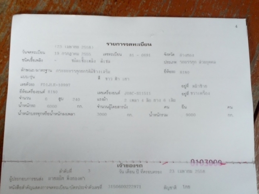 ขายรถบรรทุกหกล้อดั้มเกษตรฮีโน่QDR ซี่รี่ส์ 500 เครื่อง 240 แรงม้า