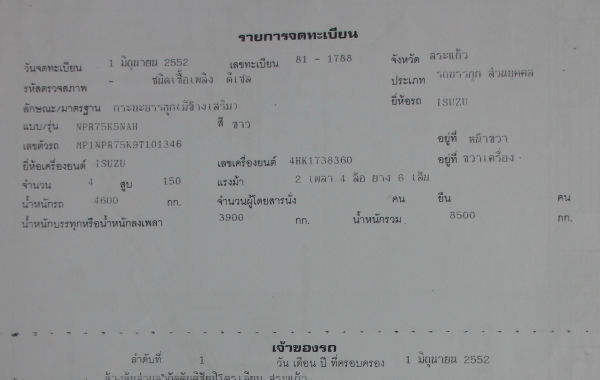 NPR150แรงหัวตึก NPR75K9 เครื่อง 4HK1 EURO3 ปี09 รถห้างมือ1 ยาว5ม.