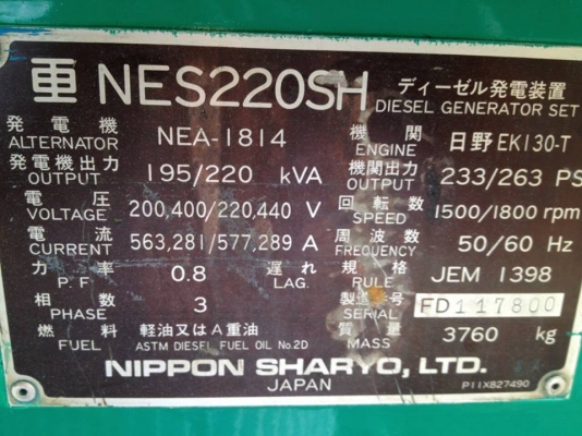 ขายด่วน เครื่องปั่นไฟสภาพดี มือสองจากญี่ปุ่น พร้อมใช้งาน