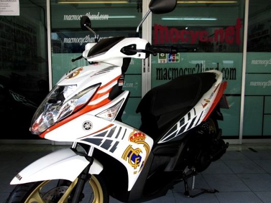 Nouvo sx สีส้มขาว ลาย Real madrid Edition ตัวท๊อป ล้อแมกซ์สีทองหายาก มือหนึ่งรุ่นแพงสุด รถเดือน ก.ย.ปี 57 ไมล์ 4 พันโล 39900