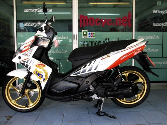 Nouvo sx สีส้มขาว ลาย Real madrid Edition ตัวท๊อป ล้อแมกซ์สีทองหายาก มือหนึ่งรุ่นแพงสุด รถเดือน ก.ย.ปี 57 ไมล์ 4 พันโล 39900