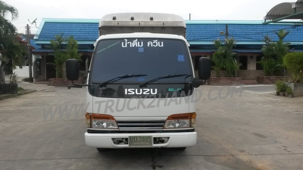 รถบรรทุก 6 ล้อไม่ติดเวลา ใช้เชื้อเพลิงแก๊ส LPG ยี่ห้อ ISUZU ตู้บรรทุก ELF