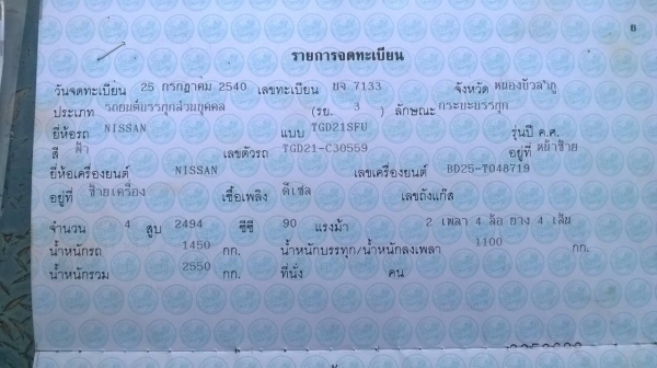 ขายรถกระบะ NISSAN ตอนเดียว วางเครื่อง BD25 ฝาแดงลงเล่มแล้ว ทะเบียนพร้อมโอนครับ
