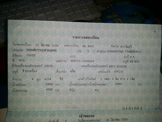 ขายรถ 6ล้อ elf ไม่ติดเวลาทะเบียนเล็กเล่มพร้อมโอน