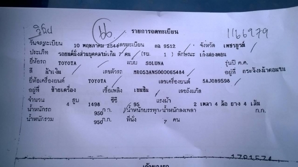 ขายรถเก๋ง TOYOTA SOLUNA 1.5 GLi ปี 2001/2544 เกียร์ออโต้ กระจกไฟฟ้า แอร์เย็น ทะเบียนพร้อมโอน