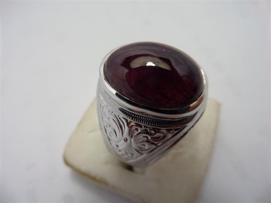 แหวนเงิน 925 พลอยทับทิมอัพหลังเบี้ยแท้