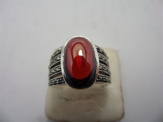 แหวนเงิน 925 พลอยอาเกตกับโกเมนแท้