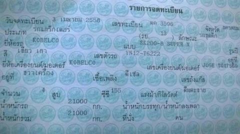 ขายรถแบคโฮ KOBELCO sk200-8YN12SUPER-X 7,XXXชั่วโมงเอกสารเล่มทะเบียน ราคา2,450,000