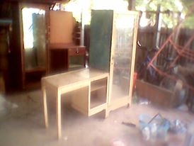 ชุดโต๊ะตู้เสื้อผ้าไม้สักงานเก่า