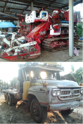 ขาย แพ็คคู่ รถเกี่ยว+รถลาก2เพลา ศักดิ์พัฒนา SS-300T ปี53 เครื่องHO7C 185เทอโบ ปั๊มไดกิ้น22 ตัวเดิน12HT อุ้ม1.5ตัน/หัวยาว2เพลาเครื่องEH700 168แรง ยางดี หางไฮฯ พร้อมลุยนาปรัง ราคาต่อรองได้ครับ