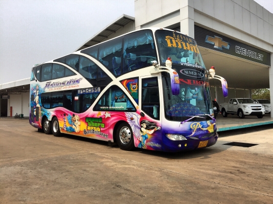 ขายรถบัสปรับอากาศ 2 ชั้น 8 ล้อ ช่วงล่าง Nissan re10. ล้อหลังเลี้ยวตาม เครื่อง hino f-20c360hp.