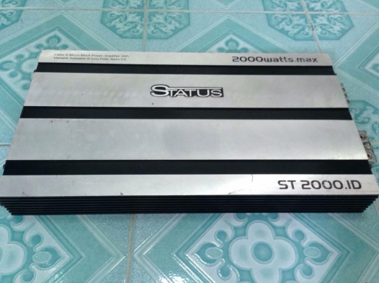 แอมป์คลาสดี มือสอง STATUS ST 2000.1D สภาพดีใช้งานปกติ ไม่มีฝาหลัง ขับซับ10&quot;-12&quot;หล่อได้สบาย ขาย 4950 บาท