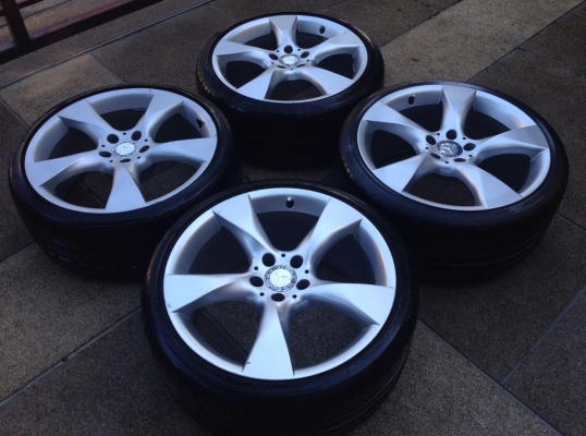 ล้อแท้ Benz ขอบ19 หน้า8.5 หลัง9.5 พร้อมยาง Bridgestone สภาพสวย ดอกเต็มใช้ยาว