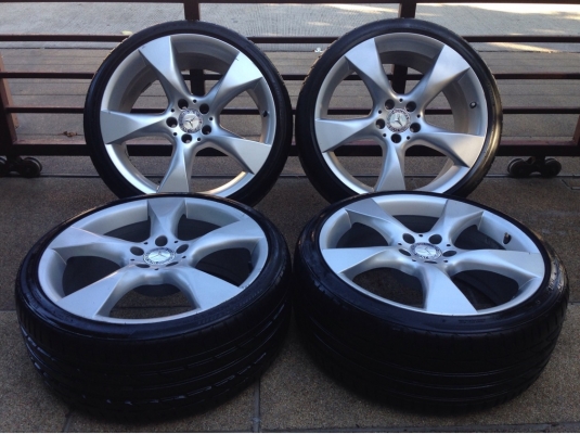 ล้อแท้ Benz ขอบ19 หน้า8.5 หลัง9.5 พร้อมยาง Bridgestone สภาพสวย ดอกเต็มใช้ยาว