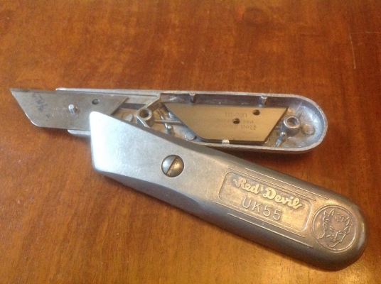 ขายมีด Vintage Red Devil UK55 ด้ามอลูมิเนียม พร้อมใบสำรอง 3 ใบ