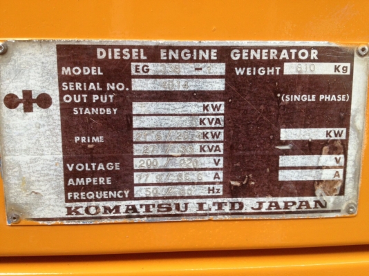 ขายด่วน เครื่องปั่นไฟสภาพดี มือสองจากญี่ปุ่น พร้อมใช้งาน