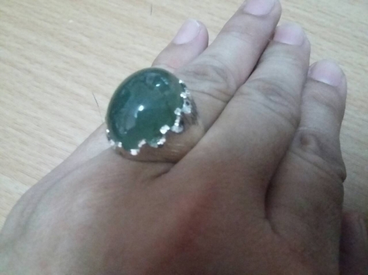 แหวนเงินหยกจีนเม้ดใหญ่