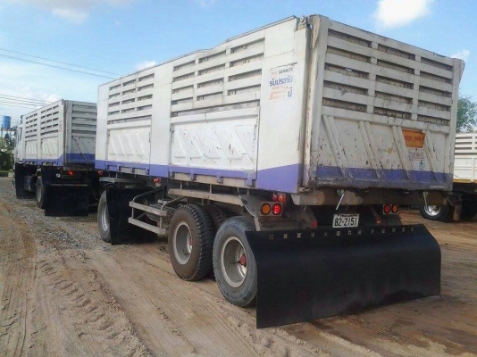 ขายรถบรรทุก 22 ล้อพ่วงแม่ลูกดัมพ์ MITSUBISHI 380 แรงม้าปี 2555 ลูกพ่วง 3 เพลา ราคา 2450000