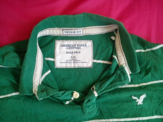 เสื้อโปโล ยี่ห้อ American Eagle สีเขียว ไซส์ L