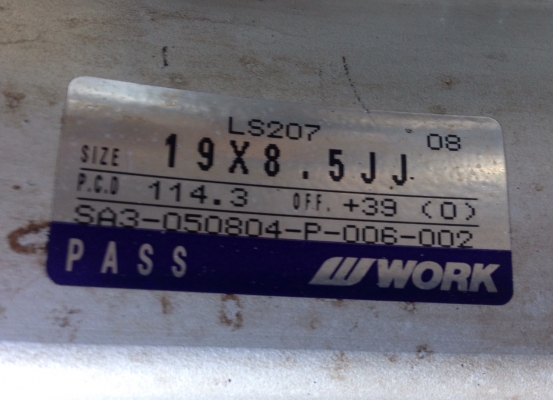 ล้อแท้ W-work Ls207 ขอบ19 5รู114 หน้า 8นิ้ว +45 หลัง 8.5 นิ้ว +39 สภาพสวย พร้อมยาง 235/35/19 ปี12