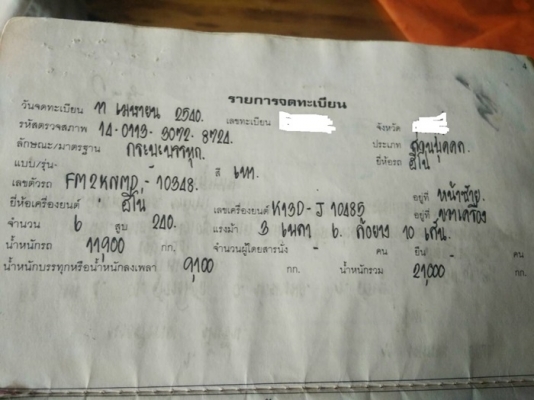 ขายรถบรรทุกสิบล้อฮีโน่FN2K เครื่อง240 แรงม้า K13Dราคาต่อรองได้