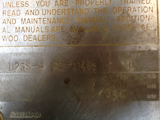 รถDAEWOO รุ่น D25S-3เครื่องดีเซล ขนาด 2.5 ตัน