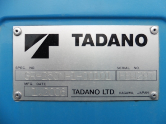 ขายรถเครน TADANO 25 ตัน GR250N-1 นำเข้าจากญี่ปุ่น