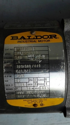 Sale>>มอเตอร์เกียร์ BALDOR made in USA. 0.5 HP. อัตราทด 1:87 สภาพสวย พร้อมใช้