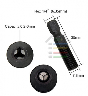 หัวจับดอกสว่านจิ๋ว ขนาด 3 มิล สำหรับจับดอกสว่านเจาะ PCB แกนหกเหลี่ยม สำหรับใช้กับไขควงไฟฟ้า