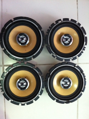 ลำโพงหน้า หลัง  Pioneer TS-J1600A 2ทาง 6.5นิ้ว โครงหล่อ หน้าเคฟล่า 4ดอก สภาพสวย มือ2 ญี่ปุ่น