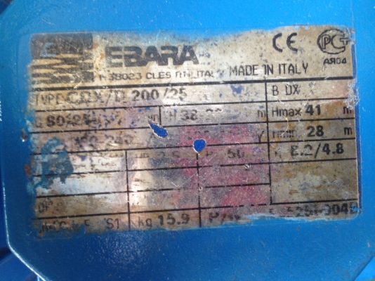 ขายปั้มน้ำหอยโข่งหัวปั้มสแตนเลส Ebara 2.5HP. 380V สภาพสวย วิ่งนิ่ม พร้อมใช้งาน