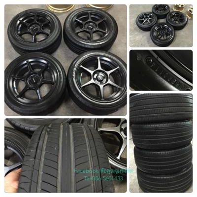 ขายล้อ15" P1 กว้าง7 4รู100+ยางปี14 4วงราคา 12,500฿ ล้อสวย-ยางสวย