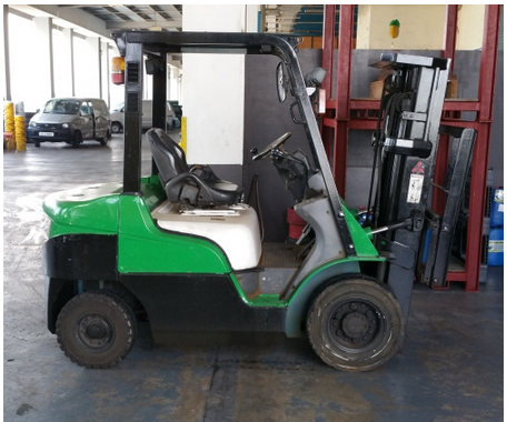 จำหน่ายรถ Mitsubishi FD25  2.5 ตัน ดีเซล (นำเข้า) เสาเข้าตู้ 3 ท่อน 4.7 เมตร + Side Shift