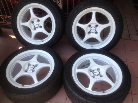 ล้อเเท้ ENKEI PRO2 ขอบ16กว้าง7อ๊อฟ43 4รู100สีเดิมติดยางซิ่งAD07ดอกยังสวย