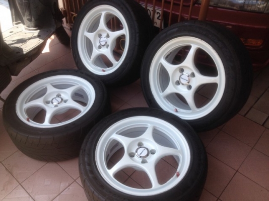 ล้อเเท้ ENKEI PRO2 ขอบ16กว้าง7อ๊อฟ43 4รู100สีเดิมติดยางซิ่งAD07ดอกยังสวย