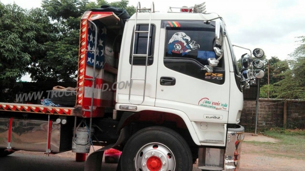 รถบรรทุก พ่วง แม่+ ลูก 18 ล้อ ยี่ห้อ ISUZU FXZ  270 แรงม้า กระบรรทุกพื้นเรียบ