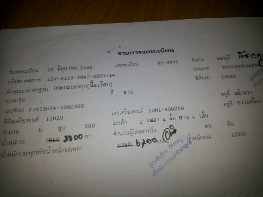 รถบรรทุก 6 ล้อใหญ่ ISUZU รุ่น FTR33 ปี48 เครื่อง200 แรงติดNGV ราคา 530,000 บ.