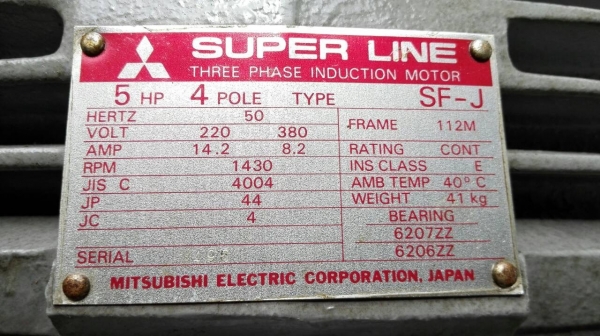 Sale>>มอเตอร์ Mitsubishi 5 HP. 380 V. 1430 RPM. Made in Japan แท้!!