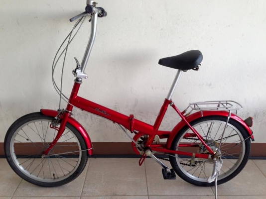 จักรยานมือสองญี่ปุ่นพับได้ เฟรมเหล็ก วงล้อ 20 มี 6 เกียร์ สีแดง