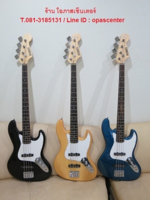 เบสไฟฟ้า 4 สาย ยี่ห้อ Overdrive สีดำ สีไม้ สีฟ้า ของใหม่ มือหนึ่ง ทรงแจ๊สเบส