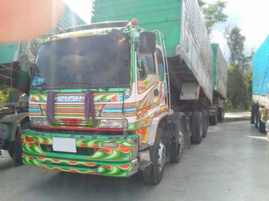 พ่วงแม่ลูกดั๊มพ์ ยี่ห้อ ISUZU DECA 320 แรงม้า  ดั๊มพ์อลูมิเนียม