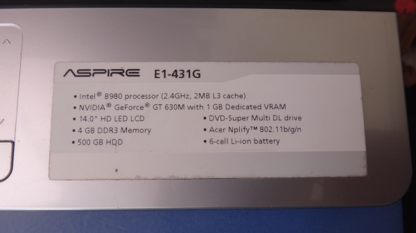 Note Book ACER ASPIRE  E1-431G