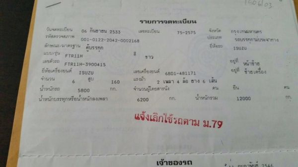 ขายด่วนรถ 6 ล้อ ISUZU  FTR11H