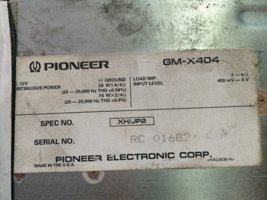 Power AMP Pioneer GM-X404 4CH 60W Made in usa สภาพสวย มือ2 ญี่ปุ่น