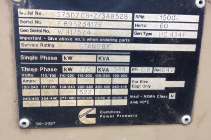 เครื่องกำเนิดไฟฟ้าเครื่อง Cummins Bigcam SET