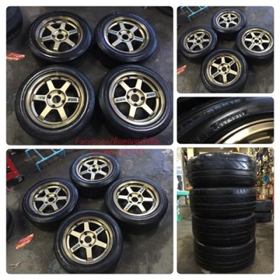 ขายล้อแม็กซ็ขอบ15 TE37 สีปีเก่า กว้าง7 4รู114 ยางปี11 ราคา 9,500฿