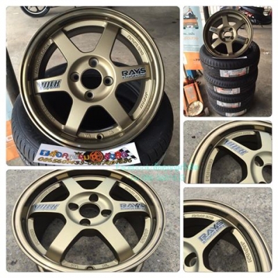 ล้อใหม่15 TE37ปั้มขอบ สีเทียบแท้ปีเก่าขอบชาวิ้งๆ กว้าง7" ออฟ35 4รู100 งานเนียนๆ ชุดละ9,900฿ !!!!!