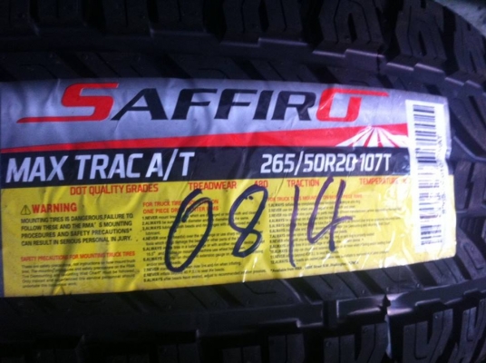 ขายยางใหม่ SAFFIRO A/T 265/50-20 เส้นละ 3750