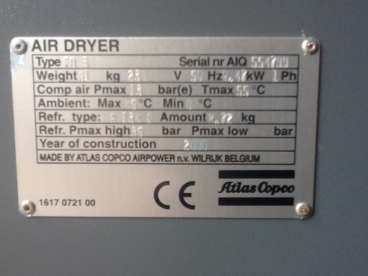 AIRDRYERเครื่องทำลมแห้งAtlas Copco FD30  0833554933